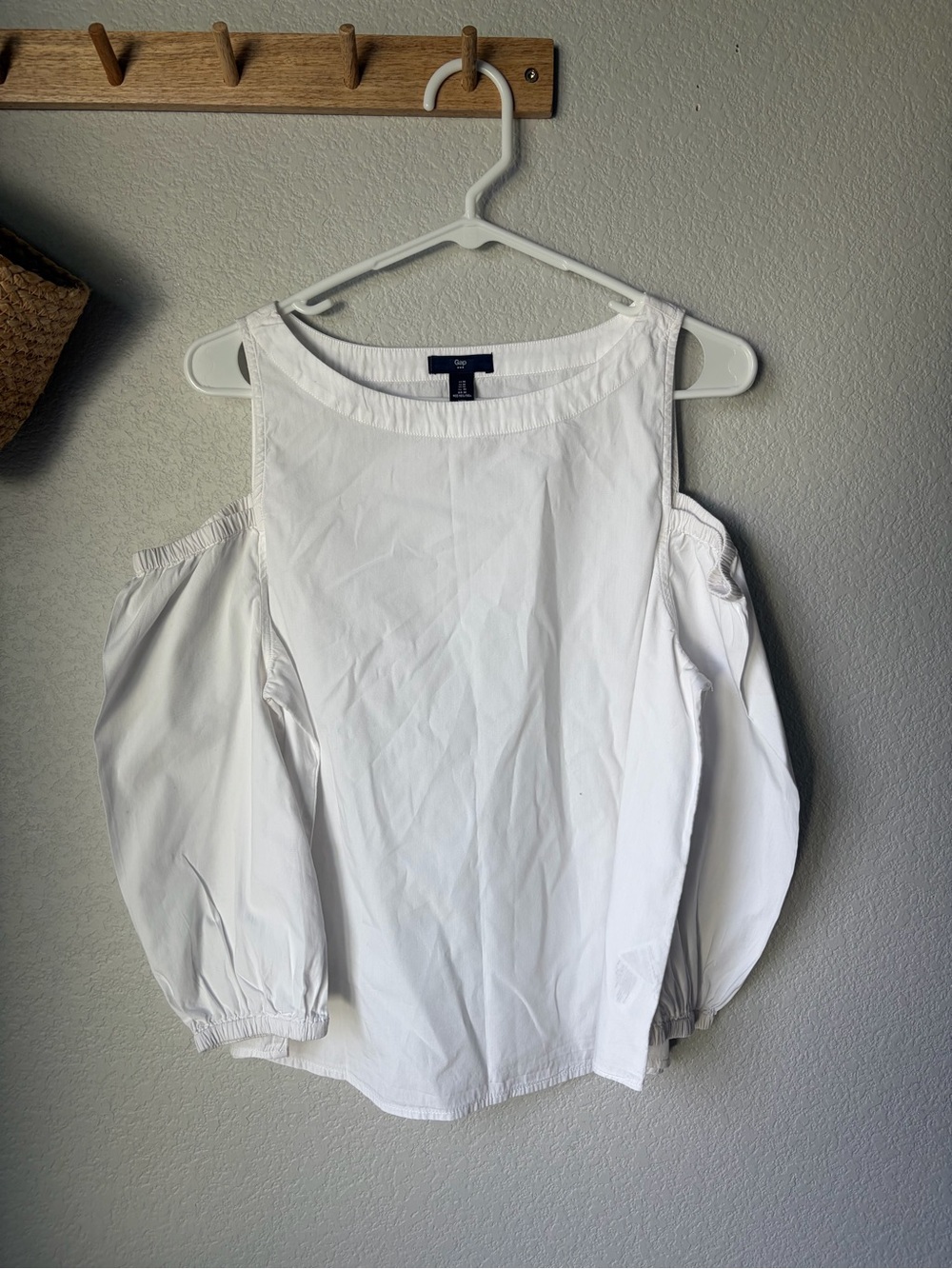 GAP White Cold-Shoulder Cotton Blouse